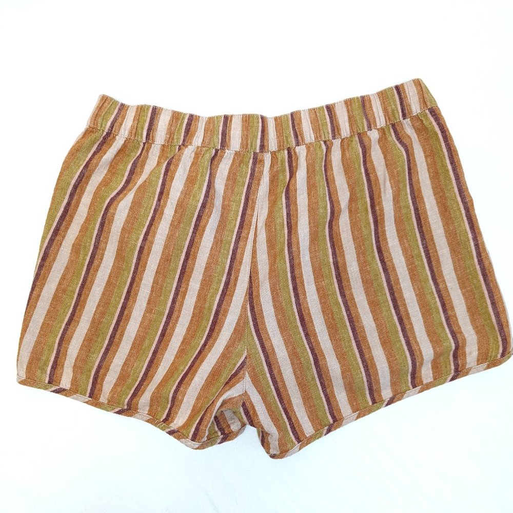 Madewell Linen Cotton Blend Retro Pull-On Shorts in Rainbow Stripe Women's Sz MD - Picture 7 of 8